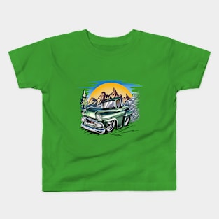 Lowrider Green Vintage Pickup Truck Kids T-Shirt